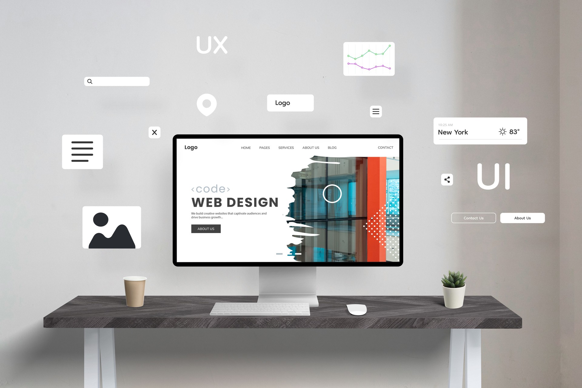 Web design studio creating a page with modules and plugins. Concept of content management system for easy website creation from home using digital tools